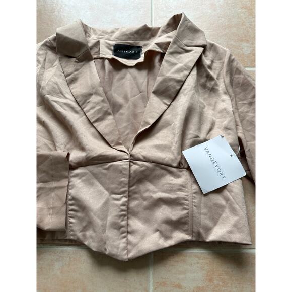 New ! VANDEVORT ANIMARI CROP Gigi Blazer Top-Sand‎ Women Size L - Picture 3 of 7
